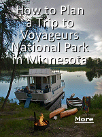 The Voyageurs National Park visitor center on Rainy Lake is a 300-mile, five-hour drive north from Minneapolis, and is right on the Canadian border. Rainy Lake is approximately 360 square miles, with 1,850 miles of shoreline and more than 2,000 islands. Approximately 70 percent of Rainy Lake lies in Ontario, and 30 percent in Minnesota. You'll pass thru the city of International Falls on your way to the park entrance.